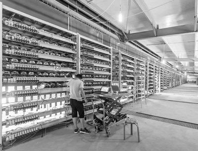 A large-scale mining farm, highlighting the infrastructure required for profitable cryptocurrency mining.